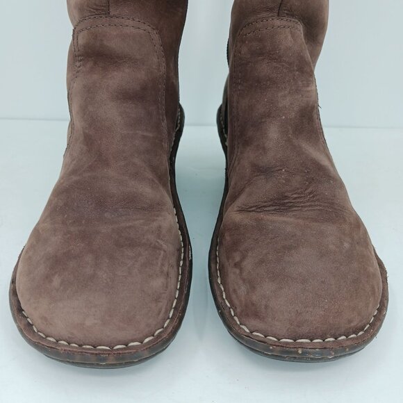 UGG Skylair Brown Leather Wedge Shearling Knit Tall Boots Size 9 Lace Up - Picture 7 of 14